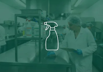 Thumbnail TP4 biocide : icône spray blanc sur fond vert cuisine professionnelle