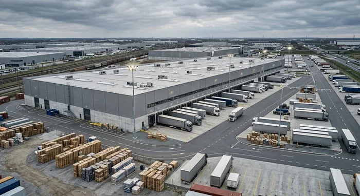 Entrepôt logistique avec quais de chargement, contexte réglementation dératisation.