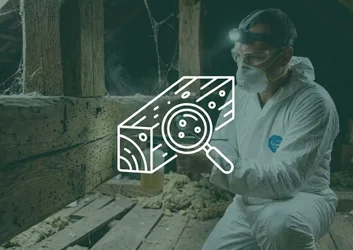 Technicien Certibiocide injectant un produit biocide TP8 dans une charpente infestée de vrillettes